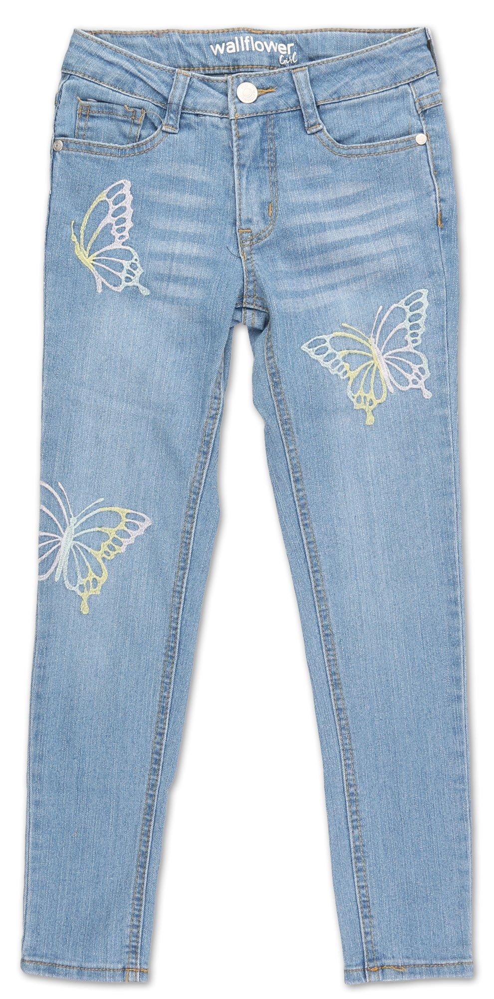 Girls Butterfly Skinny Jeans