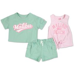 Girls 3 Pc Malibu Shorts Set