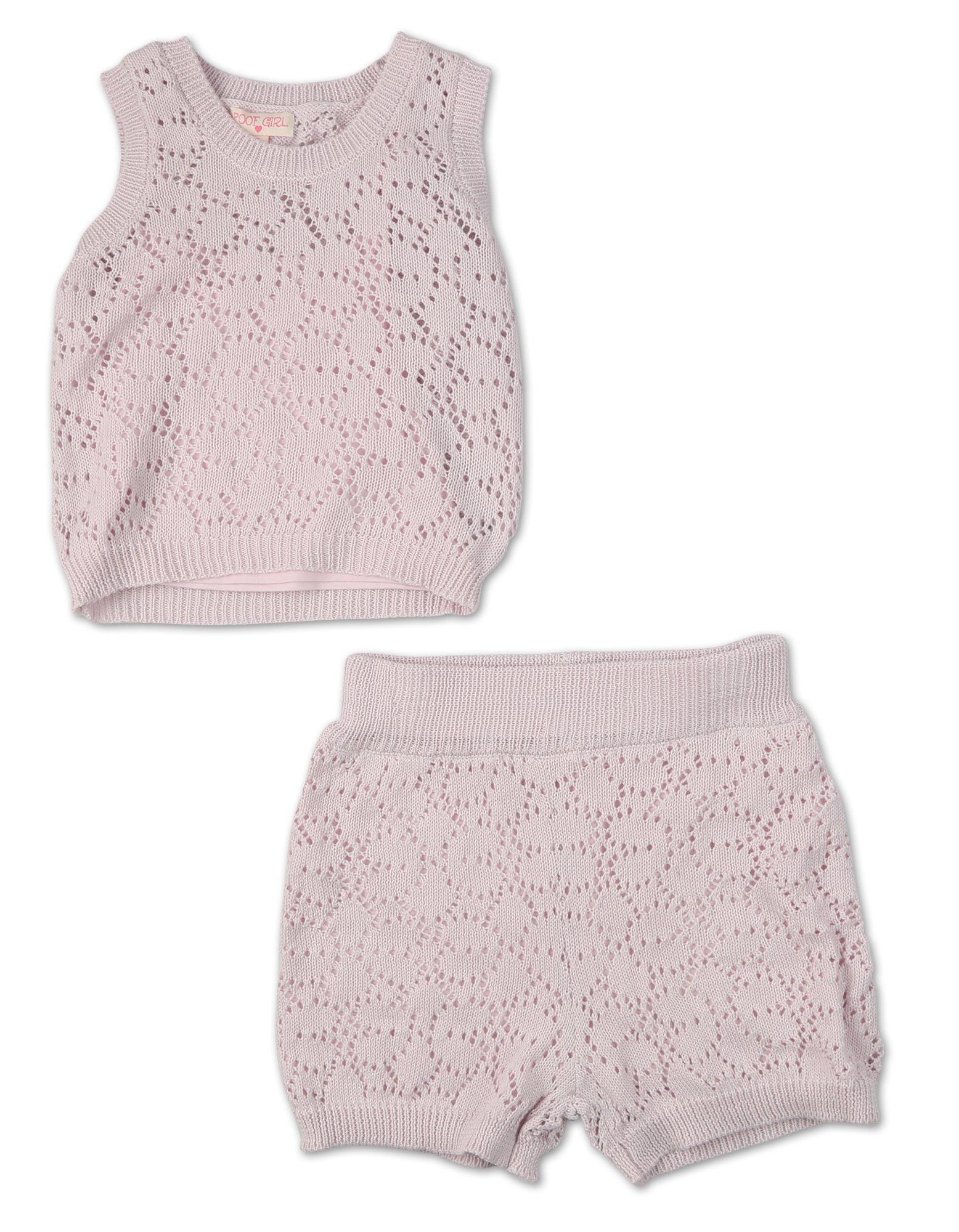 Girls 2 Pc Knit Shorts Set