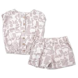 Girls 2 Pc Linen Shorts Set