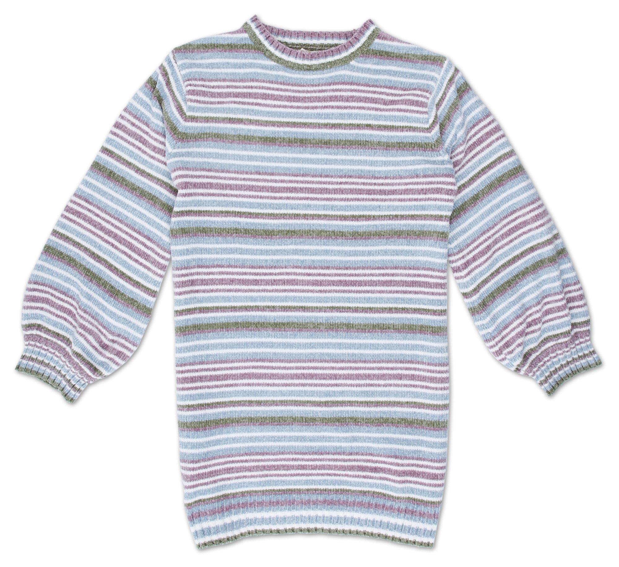 Girls Stripe Print Sweater Dress
