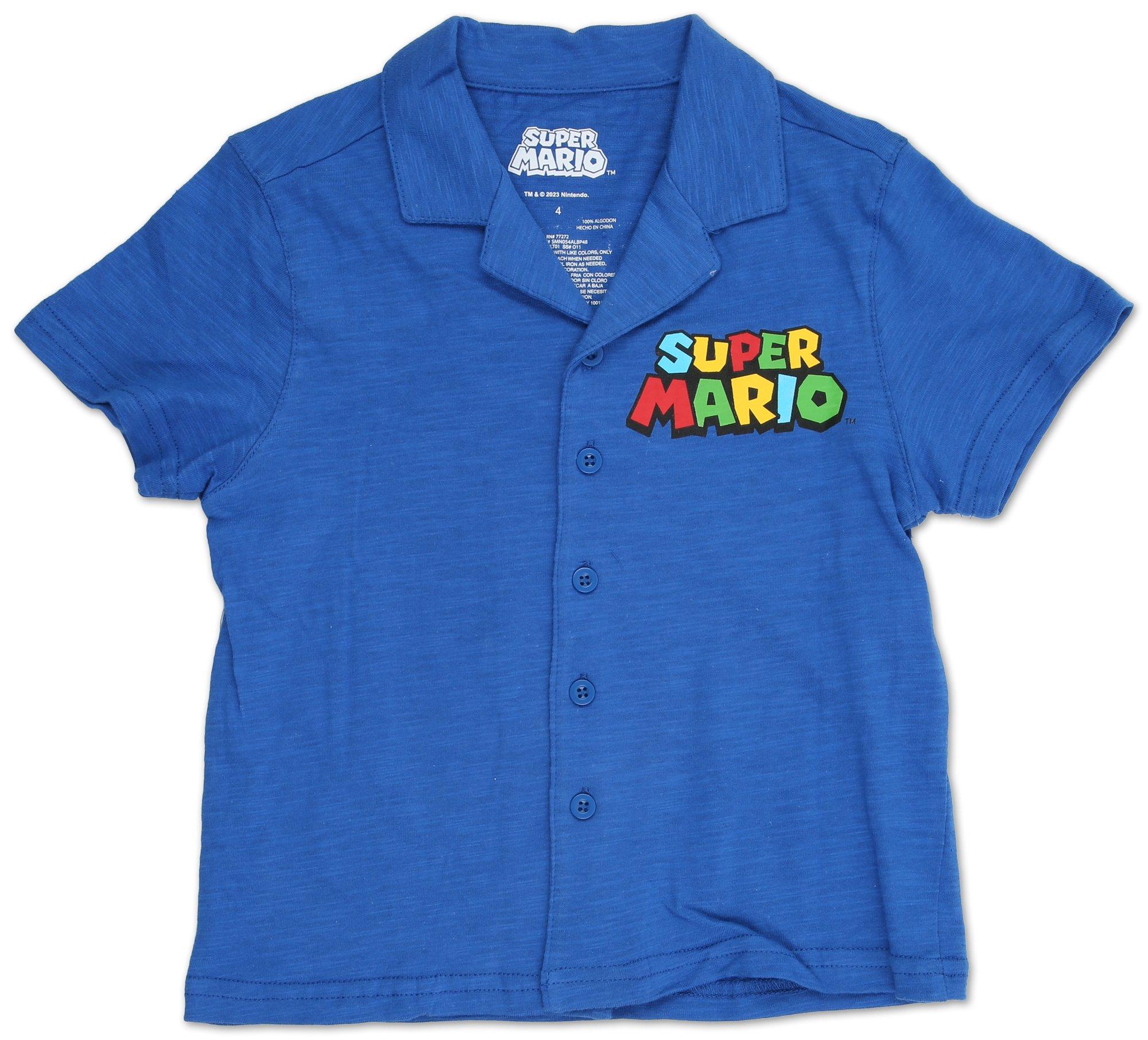 Little Boys Mario Brothers Button Down Shirt