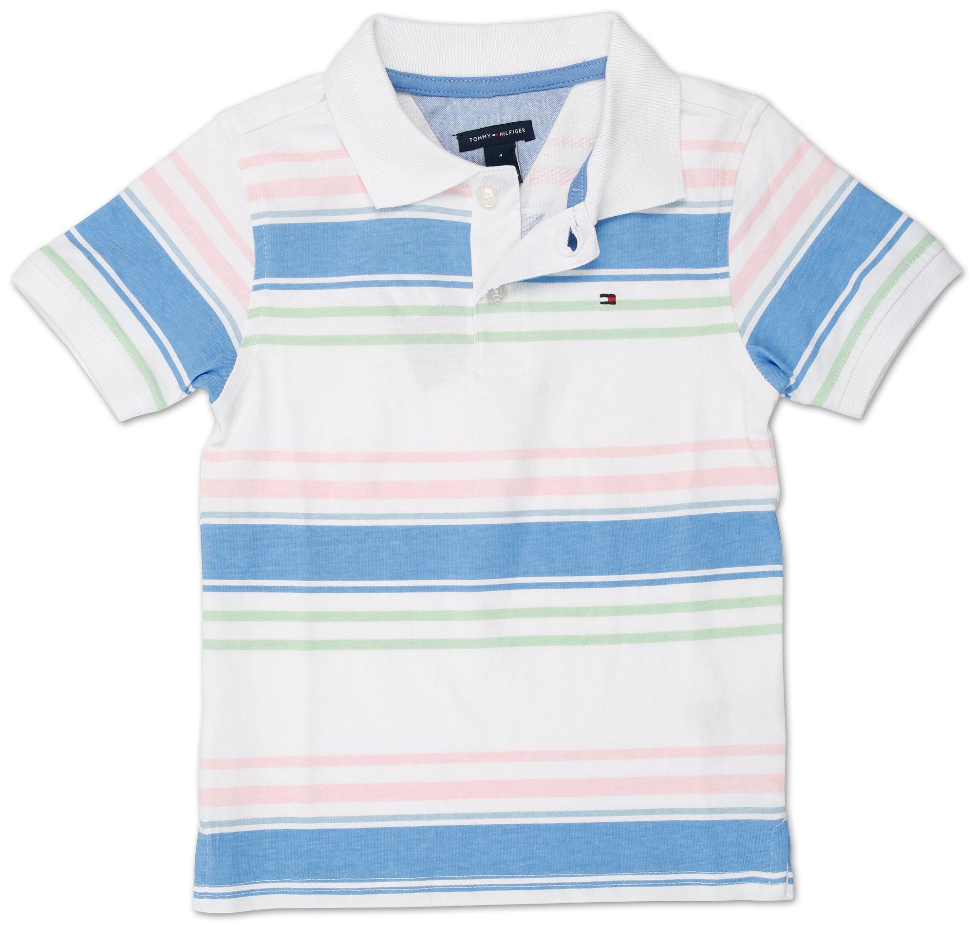 Little Boys Stripe Print Polo Shirt