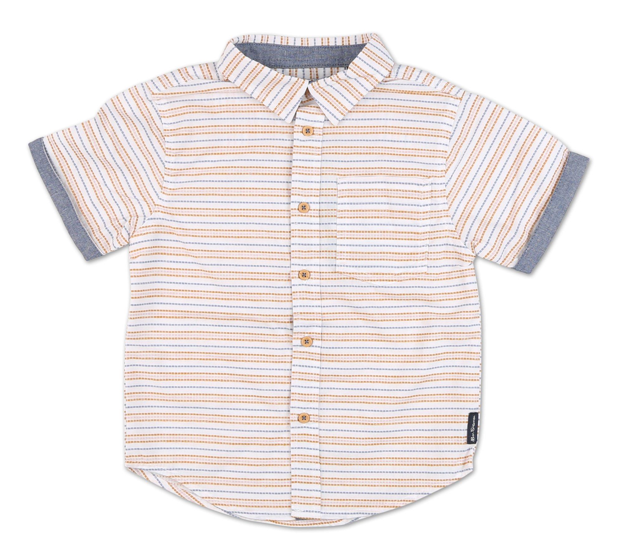 Little Boys Stripe Print Button Down Shirt