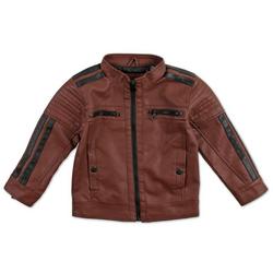 Little Boys Faux Leather Jacket - Brown
