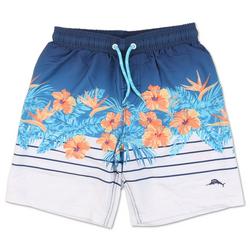 Boys Floral Stripe Print Swim Shorts