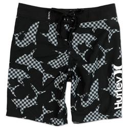 Boys Checkered Shark Swim Shorts