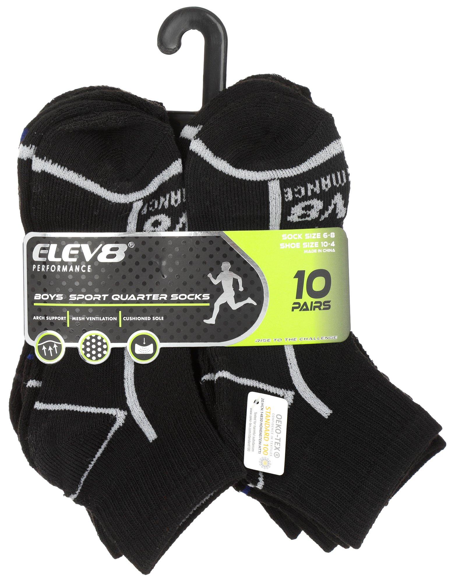 Boys 10 Pk Sport Quarter Socks