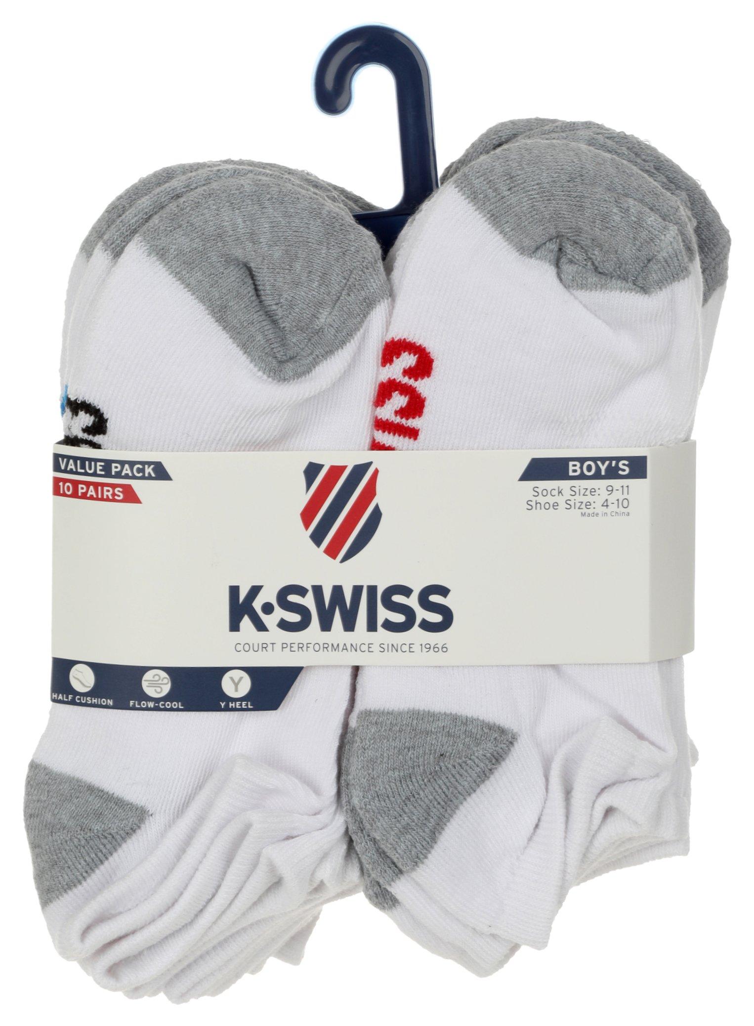Boys 10 Pk Ankle Socks - White Multi