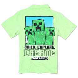 Boys Minecraft Print Button Down Shirt