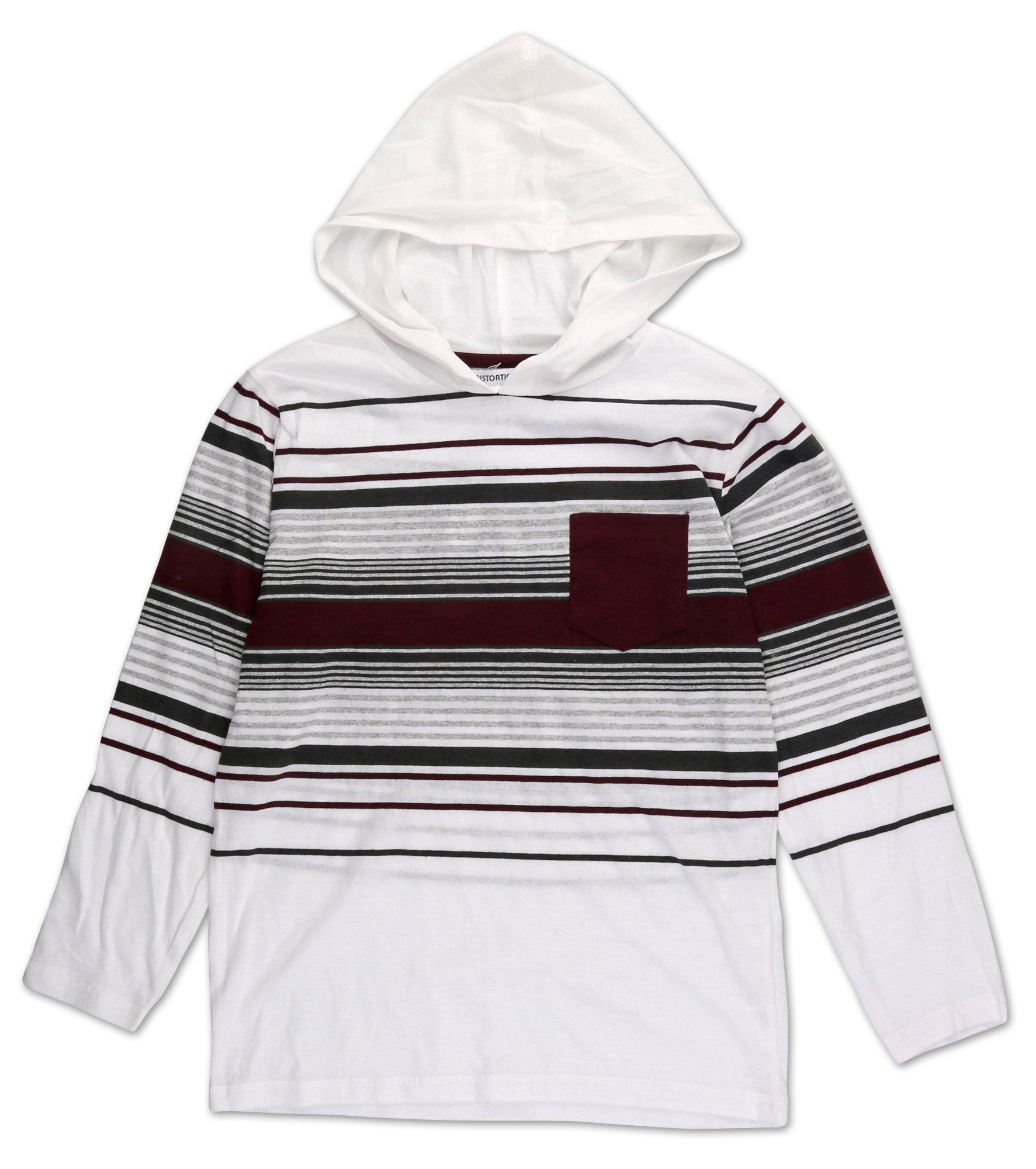 Boys Stripe Print Hooded Shirt