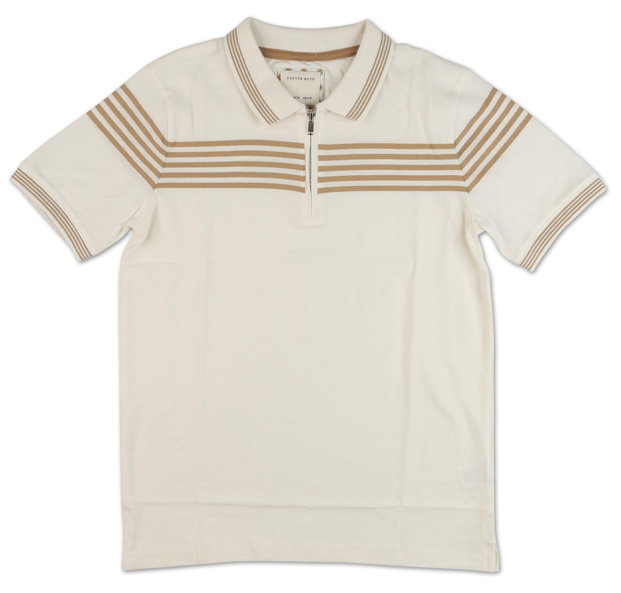 Boys Stripe Print Knit Polo Shirt