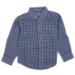 Boys Plaid Print Button Down Shirt - Blue