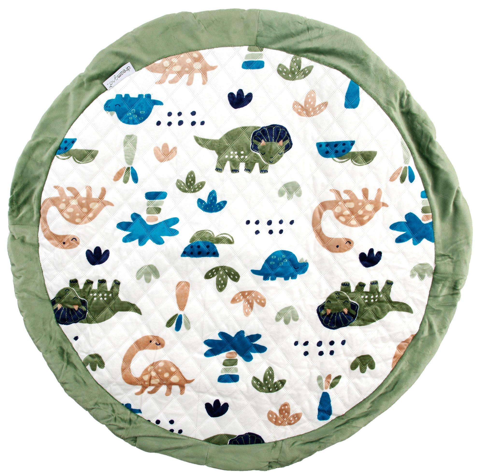 36 in Dino Print Round Baby Plush Playmat