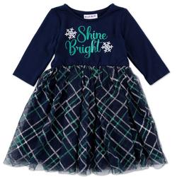 Toddler Girls Christmas Shine Bright Dress - Navy