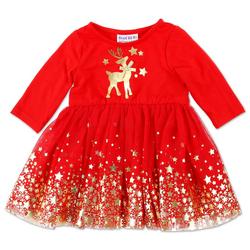 Toddler Girls Starry Reindeer Holiday Dress