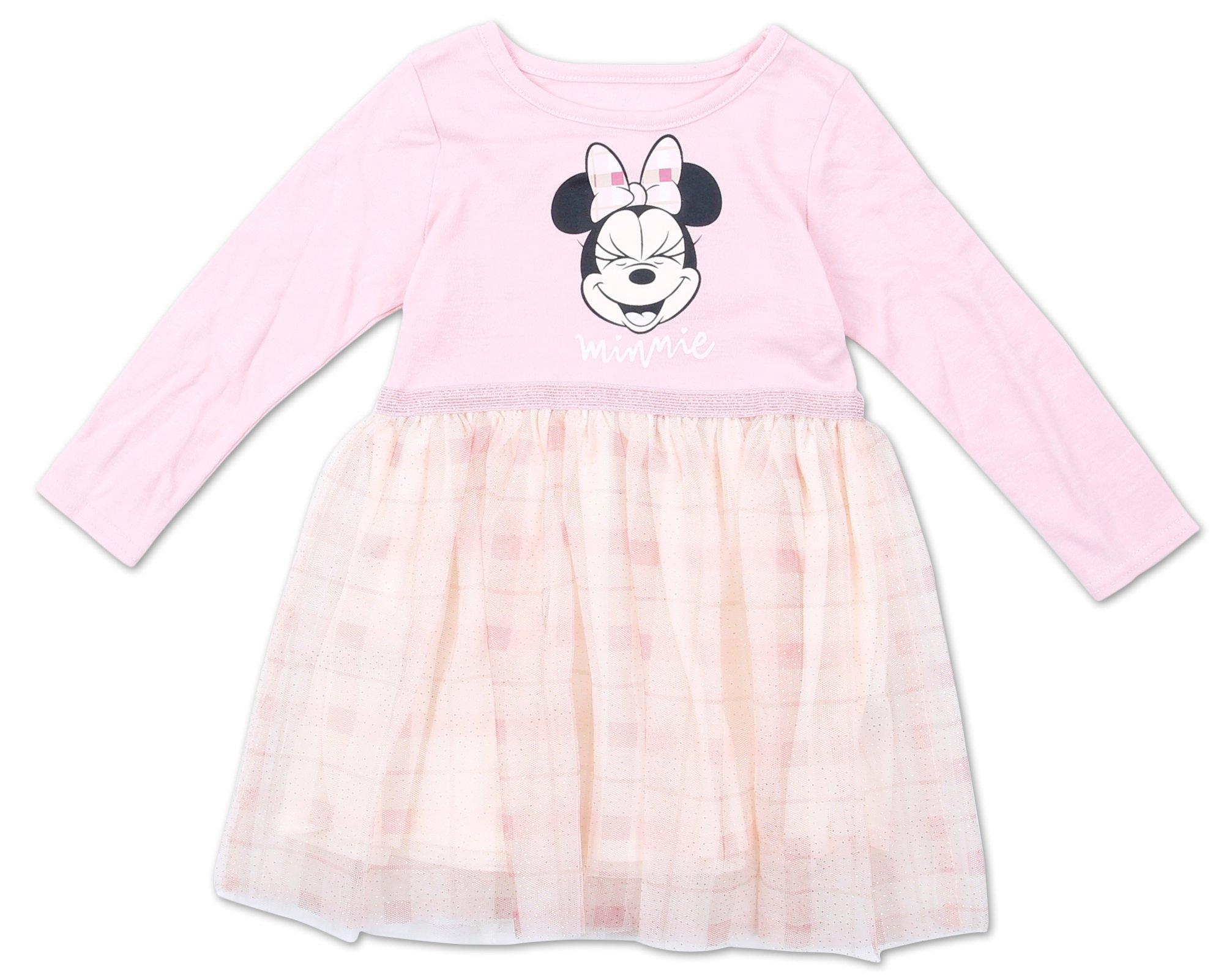 Toddler Girls Minnie Mouse Tutu Knit Dress - Pink