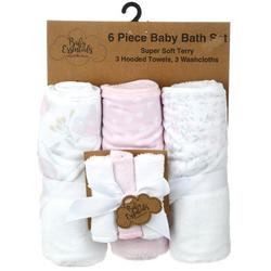 Baby Girls 3 Pc Hooded Towels & Washcloths