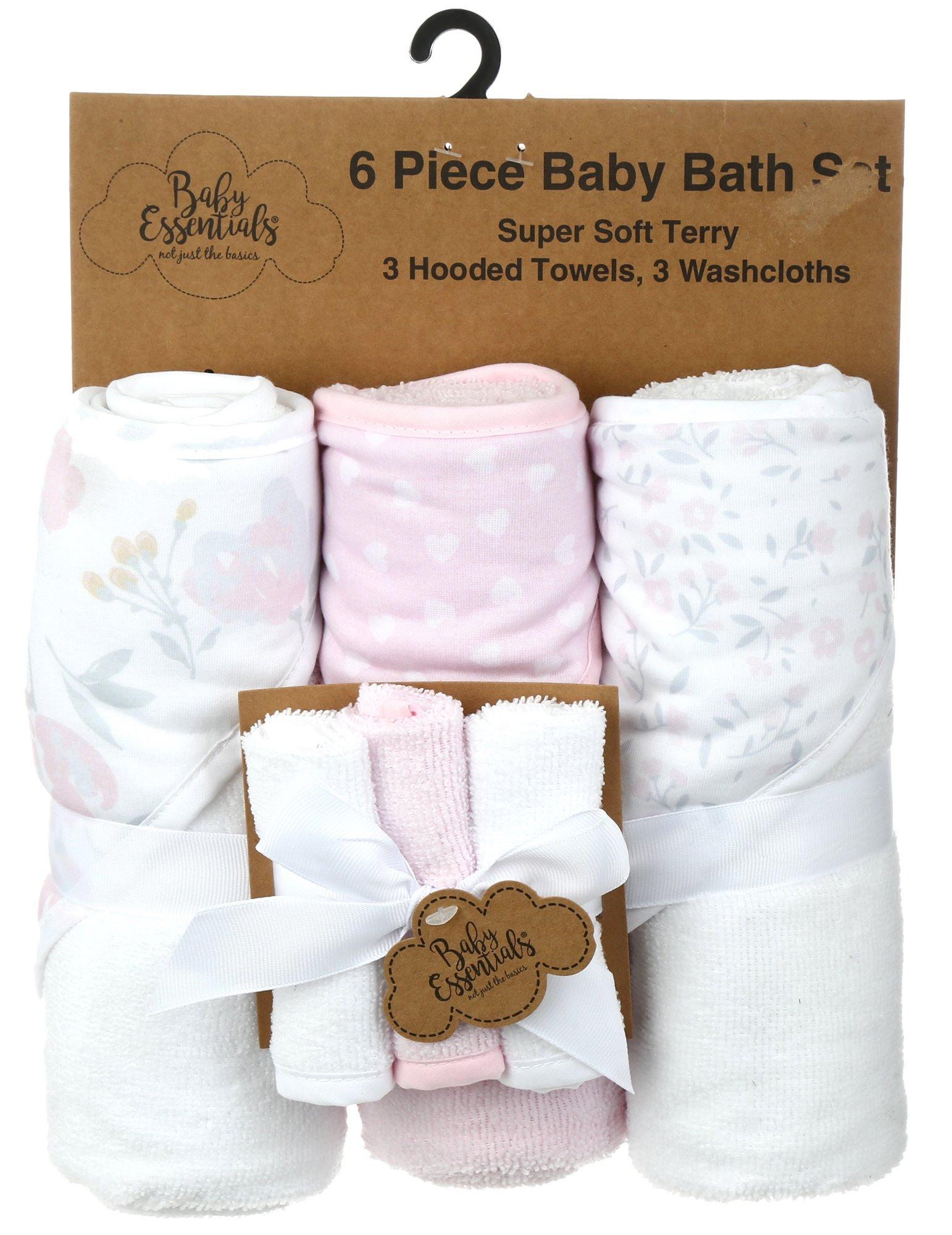 Baby Girls 3 Pc Hooded Towels & Washcloths