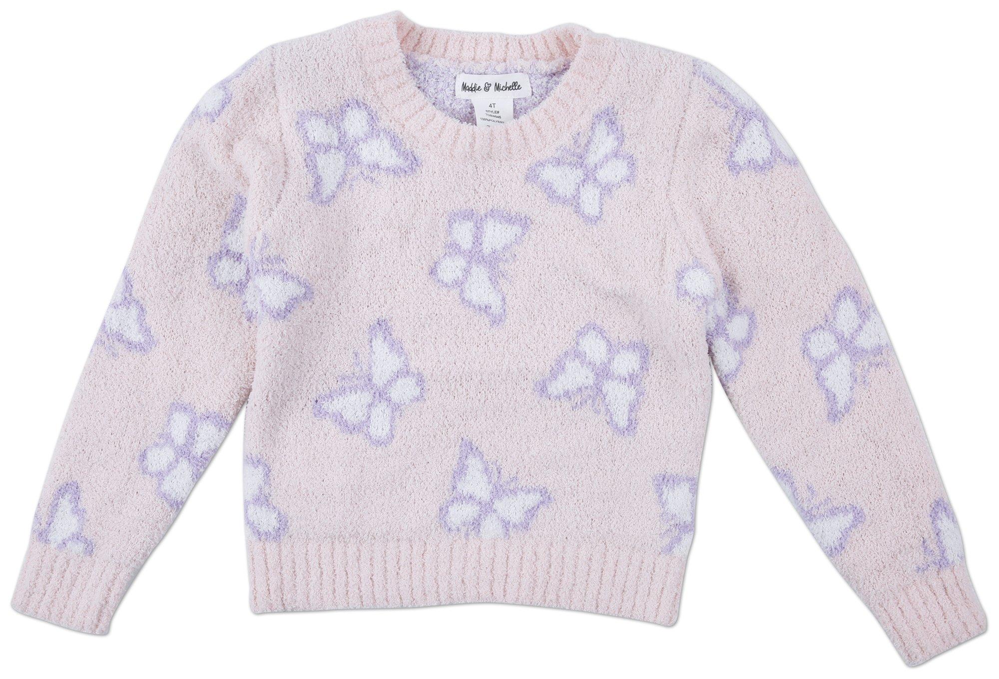 Toddler Girls Butterfly Crewneck Sweater