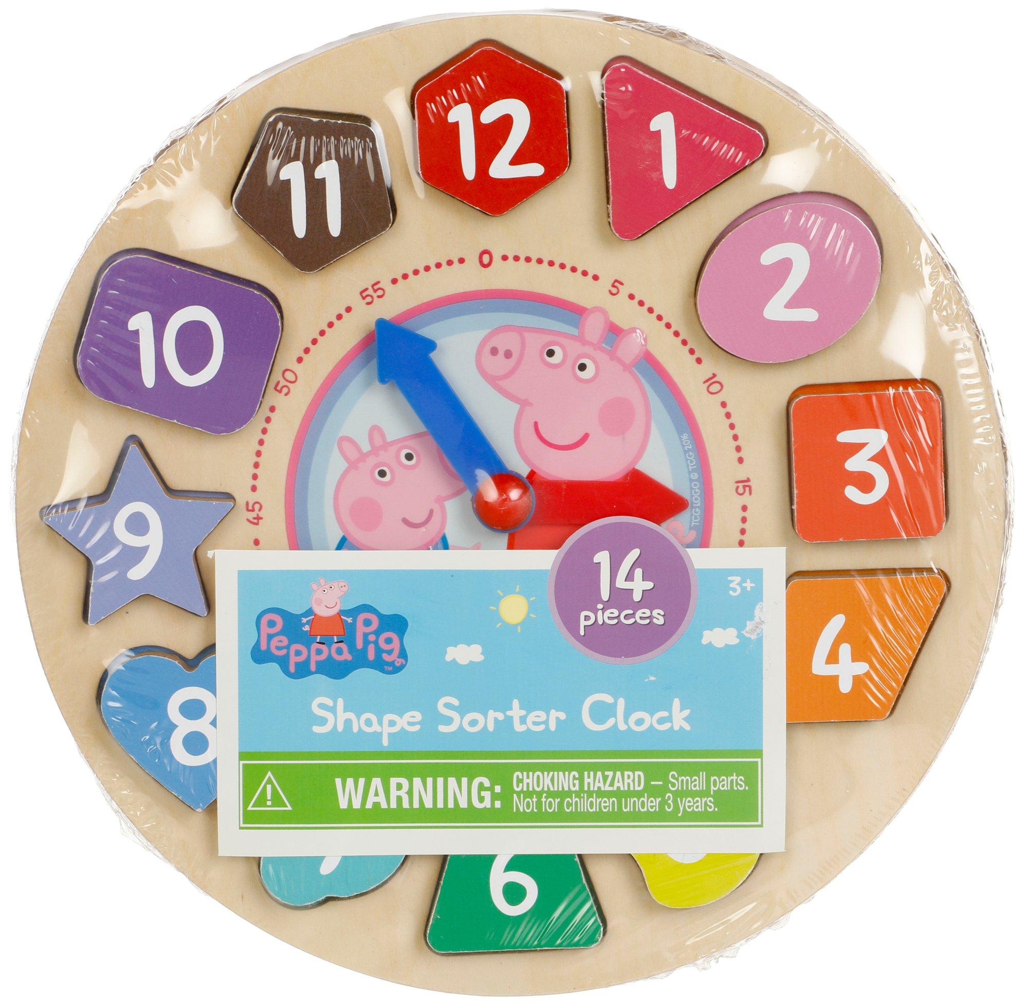 Kids 14 Pc Shape Sorter Clock Toy Set
