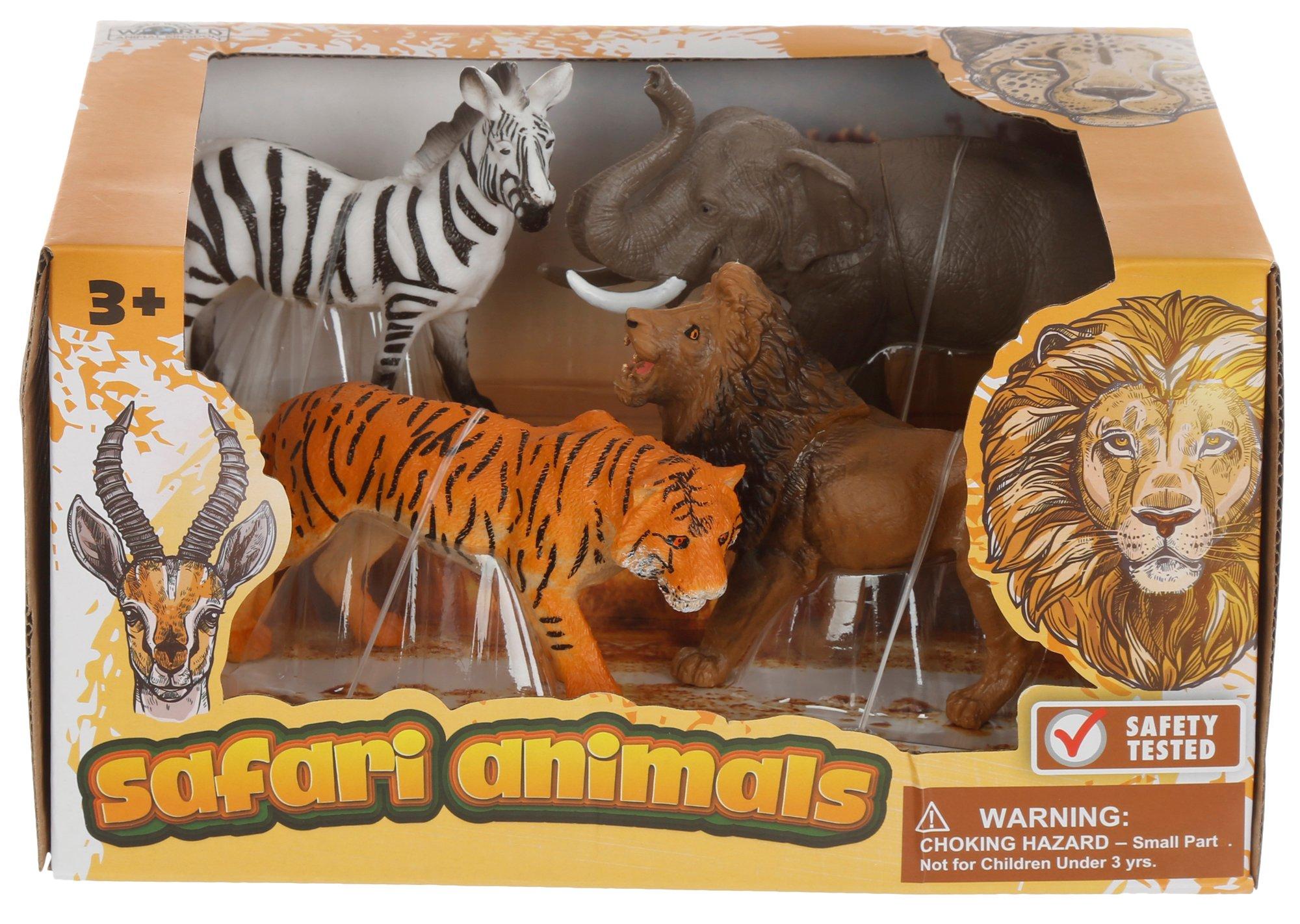 Kids 4 Pk Safari Animal Toy Set