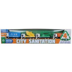Friction Powered 4 Pk City Sanitation Automobile Set