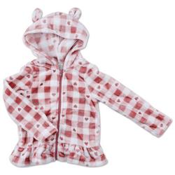 Toddler Girls Valentine's Plush Plaid Zip Up Jacket