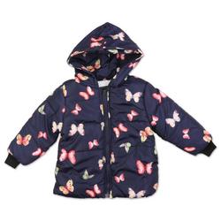 Toddler Girls Butterfly Hooded Puffer Jacket - Blue