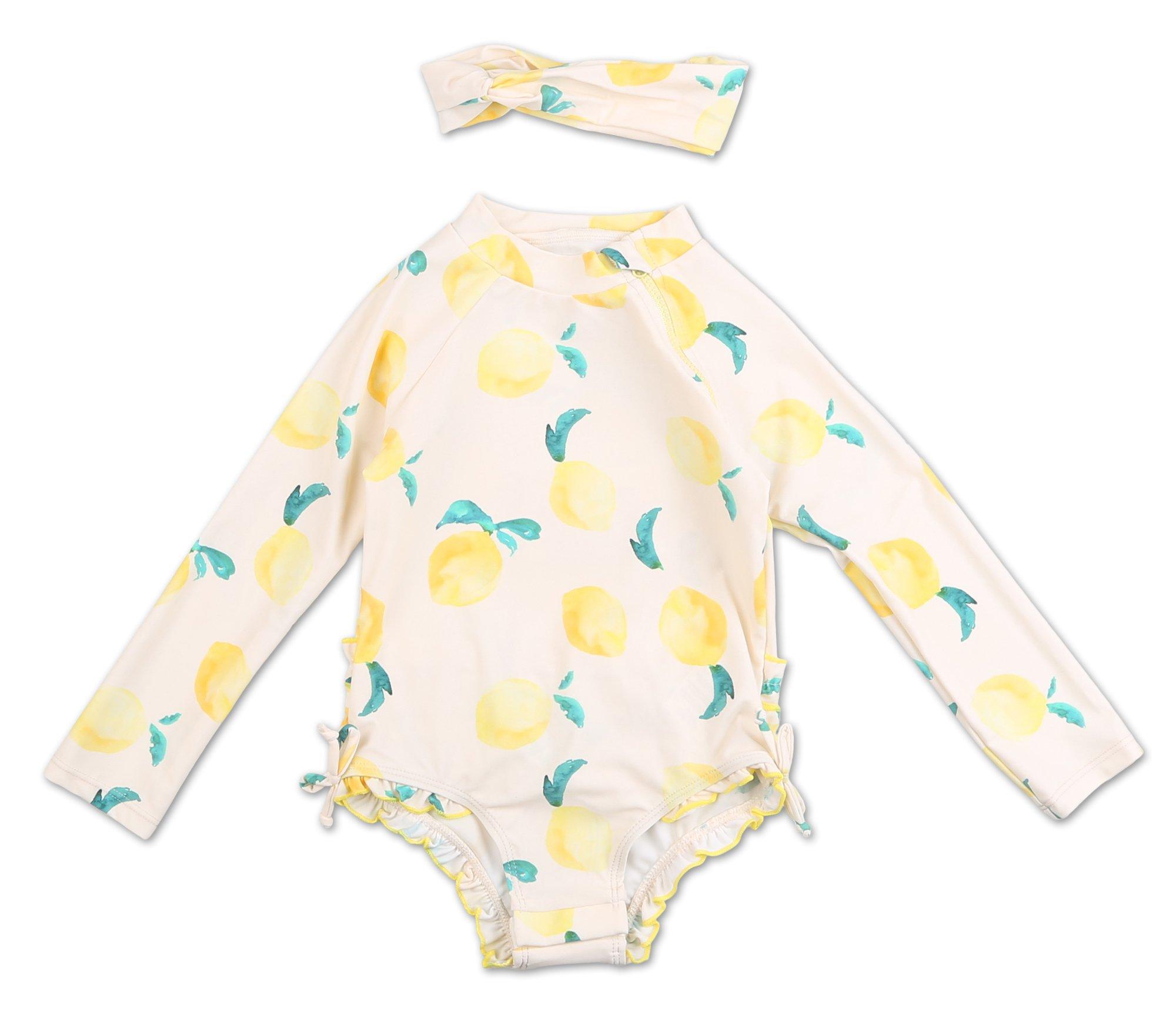 Toddler Girls 2 Pc One Piece Lemon Print Swimsuit