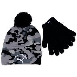 Kids 2 Pc Knitted Hat and Mitten Set - Black