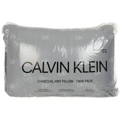Queen Size 2 Pk Charcoal Knit Bed Pillows