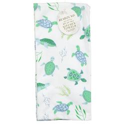 2 Pk Coastal Turtle Print Kitchen Towels