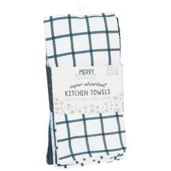5 Pk Christmas Kitchen Towels - Blue