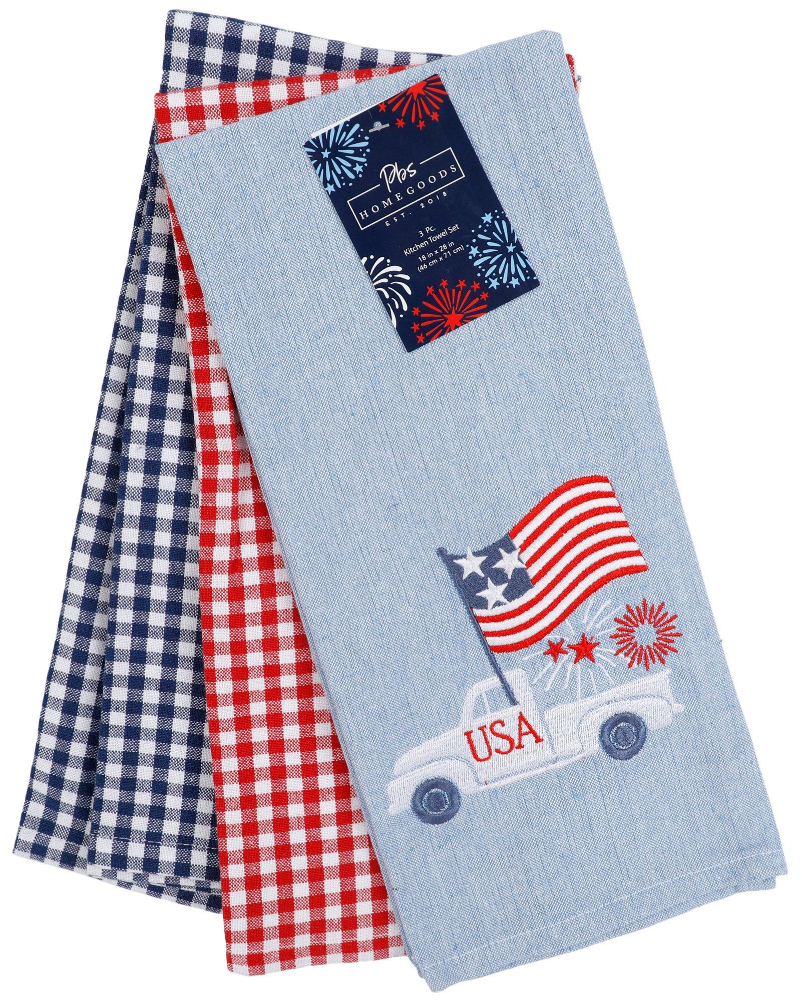3 Pk Americana Print Hand Towels