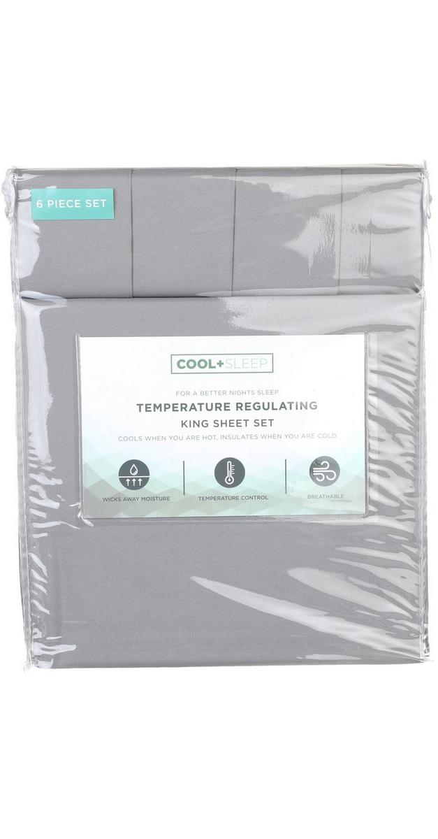 6 Pc King Size Temperature Regulating Sheet Set Grey bealls