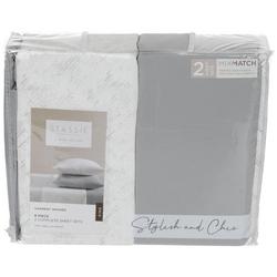 King Size 8 Pc Complete Garment Washed Sheet Sets - Grey