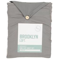 King Size 4 Pc Super Soft Sheet Set - Grey