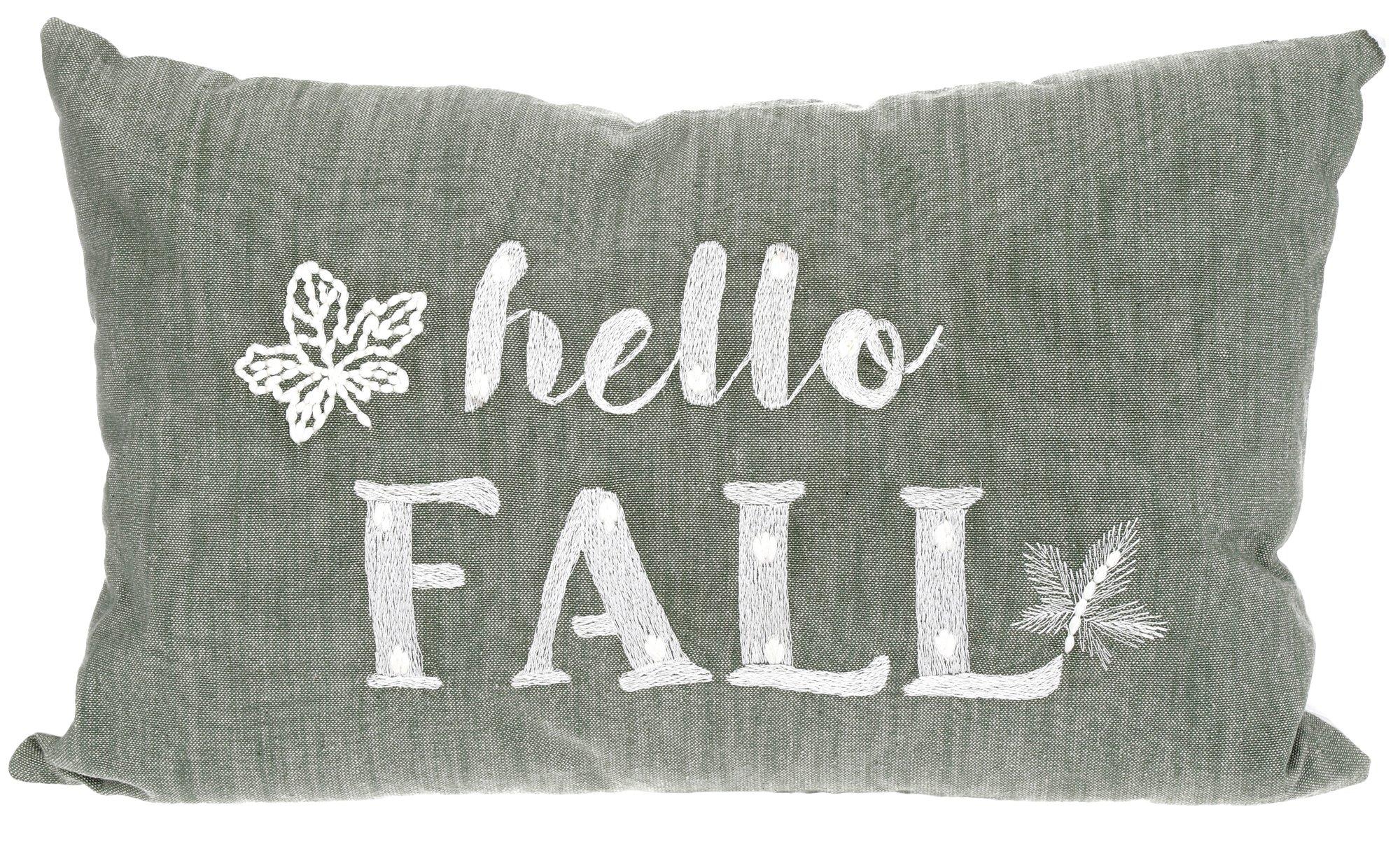 16x24 Harvest Hello Fall Decorative Throw Pillow - Sage