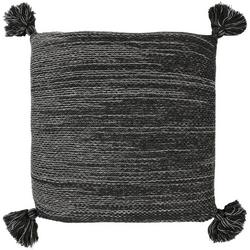 20x20 Knit Decorative Pillow with Tassels - Black