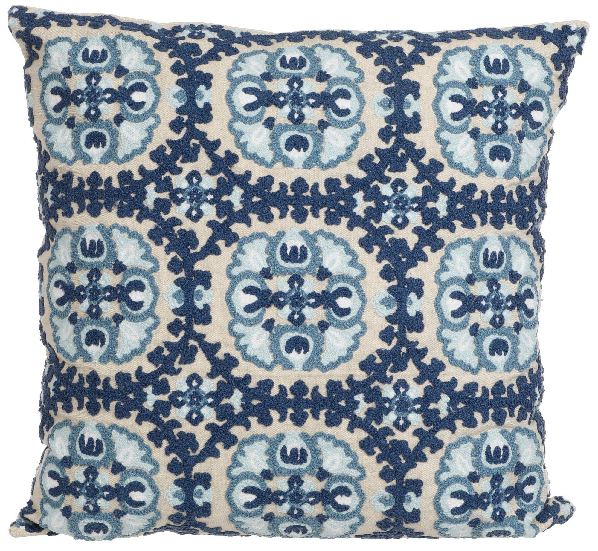 22x22 Embroidered Decorative Pillow - Blue