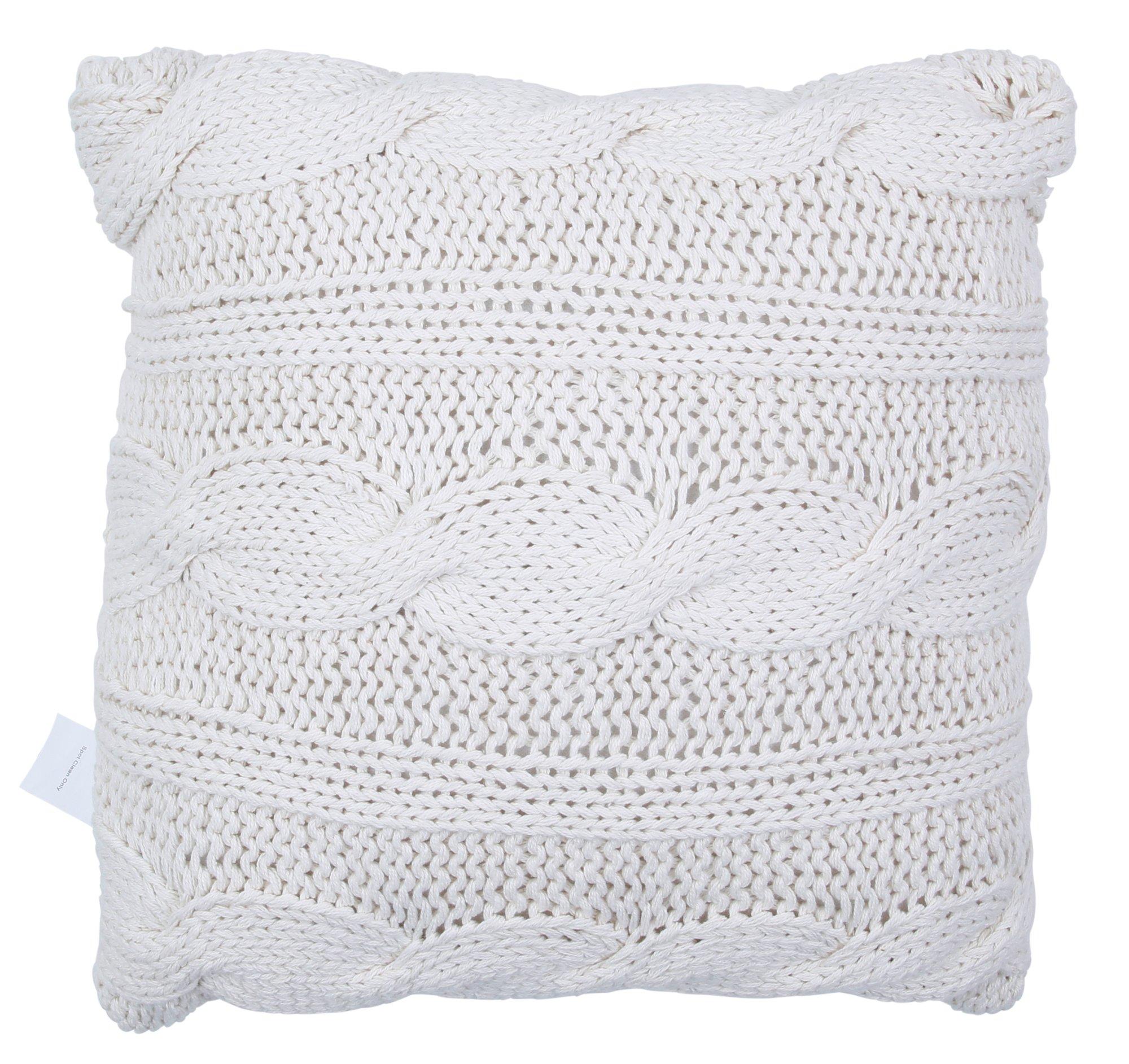 18x18 Christmas Crochet Front Throw Pillow - White
