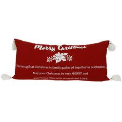 30x14 Merry Christmas Decorative Throw Pillow -Red