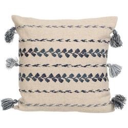 18in Embroidered Tassel Decorative Throw Pillow