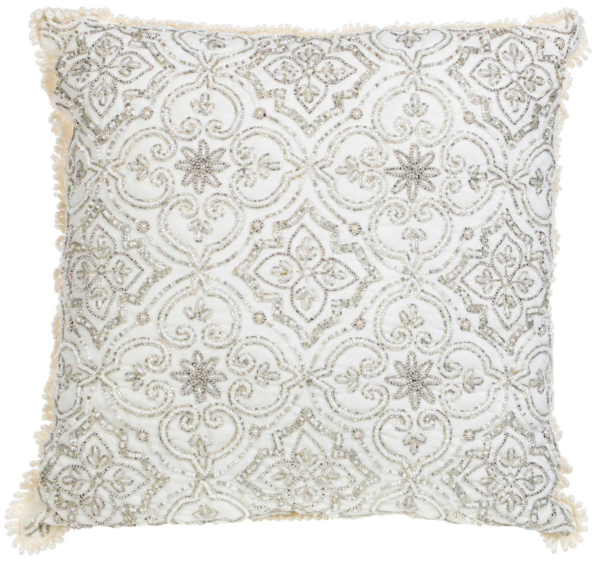 Beaded Snowflake Velvet Lumbar Throw Pillow