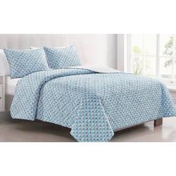 Full/Queen Size 3 Pc Coastal Quilt Set - Blue