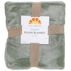 Queen Size Solid Plush Throw Blanket - Green
