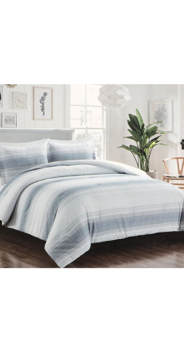 King Size 3 Pc Striped Textured Bedding Set Grey Multi bealls