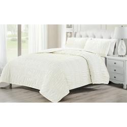 Queen Size 3 Pc Ultra Soft Quilt Set - White