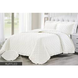 Full/Queen Size 3 Pc Ultra Soft Quilt Set - White